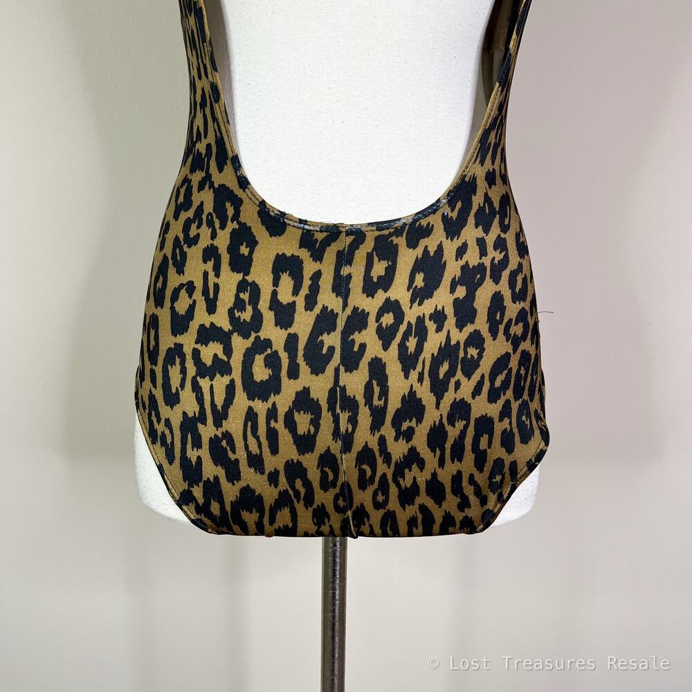 Dior | Vintage Animal Print Brown Black Open Back Ruched One Piece Swimsuit 8 - Picture 7 of 9